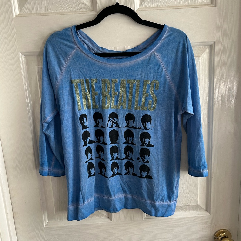The Beatles Light Blue Logo Tee with Black Apple Mark